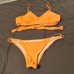 KATE WARDROBE Peach 2 Piece High Waist Cheeky Bikini Set Size XL NWOT